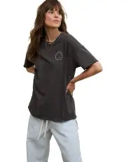 [Aerie] Smiley Oversized Graphic Boyfriend T-Shirt in Smoked Gray