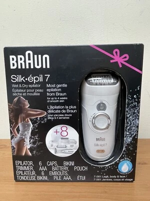 NEW Braun Silk-Epil 7 Womens White Battery Powered Wet & Dry Epilator 7-561