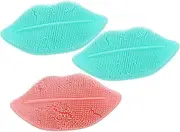LIFKOME Facial Cleansing Brush Set 3pcs Silicone Face Exfoliator Lip Brush Face Wash Scrubber Deep Random Color