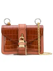 Chloé Aby Chain Mini Shoulder Bag in Chestnut Brown