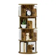 Rotating Bookshelf, 360° Display Standing Book Shelf Organizer, 4-Tier Vintage