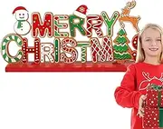 Wooden Christmas Tabletop Signs | Merry Christmas Table Ornament - Art Craft, Gingerbreadman Desktop Ornament for Winter Holiday Shelf Decoration