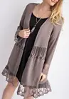 Vocal Plus Size Mocha Crystal Boho Lace Ruffle Cardigan Duster Tunic Top XL 1X