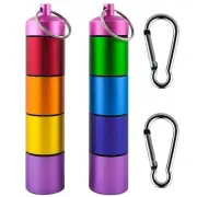 Small Portable Metal Pill Organizer Case Keychain, Stackable Waterproof Trave...