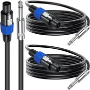 Xiatiaosann For Speakon to 1/4" Speaker Cable, 6.35mm TS Plug to for Speakon Male Mono Speaker Wire, Audio Amplifier Connection Cord for DJ/PA Speaker Cord with Twist Lock, Heavy Duty Audio(2M)