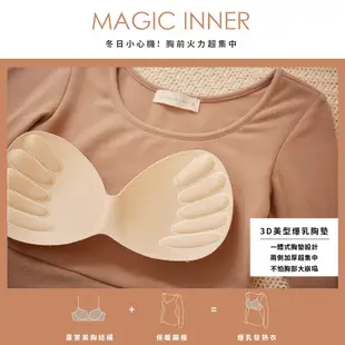 AIR SPACE WARM↑UP爆乳輕絨排釦短版發熱BRA TOP(藍紫/黑/黃) 短版 長袖 發熱衣 V領