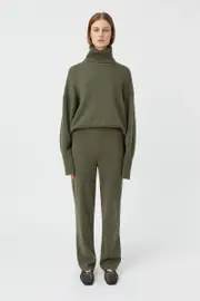 Pascal Cashmere Blend Pant in Army Green - CAMILLA AND MARC® C&M