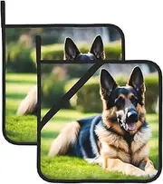 German Shepherd Dog Potholders BBQ Pot Holders for Heat Resistant Potholder, Hot Pads,Cooking Baking(2-Pack)