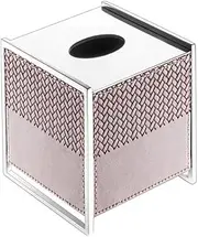 Tissue Holder Living Room Light Luxury Tissue Box Creative Stainless Steel Leather Drawer Box Bedroom Nightstand Decorative Desktop Ornaments Facial Tissue Dispenser Box(Brown)