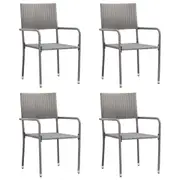 Garden Dining Chairs 4 pcs Stackable Grey Poly Rattan vidaXL