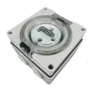 Powerwave 40 Amp 3 Phase 4 Round Pins IP66 Industrial Socket Outlet Grey