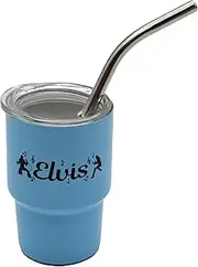 Elvis Presley Blue Mini Tumbler Shot Glass with Straw - Mid-South Products
