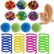 14Pcs Crinkle Balls Cat Toy Spring Cat Toy, Interactive Kittens Toys with Rustle Sound for Playing and Interacting with Cats