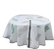Round Tablecloth with Zipper for Umbrella, Round Tablecloth with Hole - 60 Inch Washable Tablecloth for Outdoor Use - Table Protector, Waterproof Tablecloth with Zipper for
