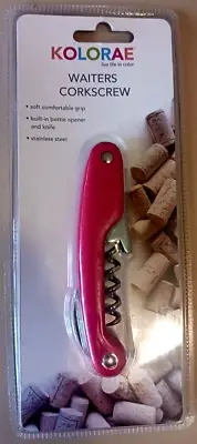 NEW STAINLESS STEEL RED PACKAGED KOLORAE WAITERS BAR CORKSCREW