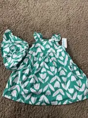 NEW NWT Carters Just One You Girls 24 Months Beautiful Green Dress With Hat