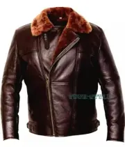 Men's Aviator Brown B3 Real Shearling Sheepskin Leather Bomber Flying Fur Jacket