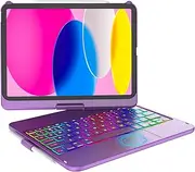 CC Store Touchpad Keyboard Case for iPad 10th Generation 10.9" 2022, Multi-Touch & Backlit Keys, 360° Rotatable & Pencil Holder,for New iPad 11 Generation(A16) 11-inch Case Keyboard (Purple)