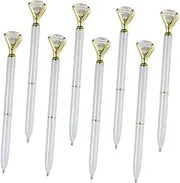 NUOBESTY Metallic Glass Ballpoint Pens 8pcs Set School Sign Office Students Quick Dry Ink