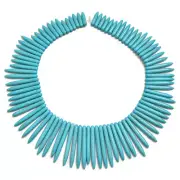 Blue Howlite Turquoise Graduated Spike Point Beads 5x20mm - 5x45mm 15.5" Strand