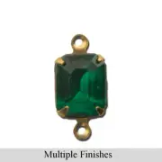 10x8mm Emerald Faceted Glass Octagon Stone in 2 Loop Setting