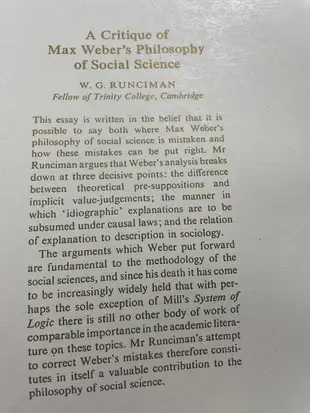 A critique of max weber’s philosophy of social science
