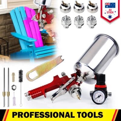 Spray Gun Paint Gun Kit HVLP Gravity Feed Air 1.4mm /1.7mm /2.5mm 3Tips NSW
