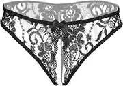 [Justgoo] Women's Open Crotch Underwear Sexy Lace G-String Thong Panty