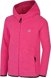 [Dare 2b] Dare2B Kid's Enlist Full Zip Hooded Marl Fleece with Zipped Lower Pockets Cyber Pink, 9-10