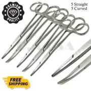 10 Pcs Mosquito Forceps Set (5 STR + 5 CVD) Surgical Hemostat Clamp Steel