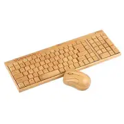 [New] ROWCES 2.4G Bamboo PC Keyboard and Mouse Combo Computer Keyboard Handmade