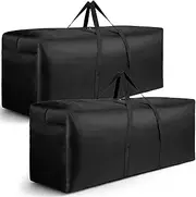2 Pack Heavy Duty 600D Oxford Fabric Waterproof Garden Furniture Cushion Storage Bag Anti-UV Christmas Tree Storage Bag Garden Cushion Cover with Zipper and Handles (300L)