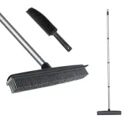 Rubber Broom with Squeegee Fur and Long Handle Carpet Rake and Lint Brush Set...