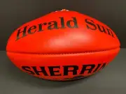 AFL SHERRIN KANGAROO BRAND LEATHER FOOTBALL Herald Sun logo