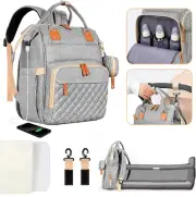 Leogreen 3 in 1 Diaper Bag Backpack with USB Charging Port, Pacifier Case