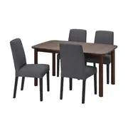 STRANDTORP / BERGMUND table and 4 chairs, brown/Gunnared medium grey, 150/205/260 cm