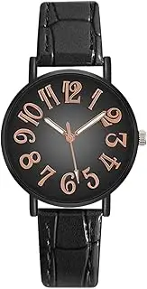 [mivceklw] Korean Style Minimalist Ladies Watch, Casual Leather Band Wrist Watch with Arabic Numerals, Large Dial and Second Hand, Dress Watch for Small Wrists, Elegant Large Face Design