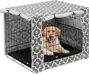 Pethiy Dog Crate Cover Durable Polyester Pet Kennel Cover Universal Fit for Wire Dog Crate - Fits Most 36 inch Dog Crates - Cover only-Gray Soles-36