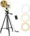 10" Ring Light with 50" Tripod, LED Circle Light, Phone Holder for Streaming