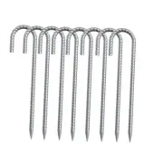 8 Pack 16" Galvanized Rebar Stakes Heavy Duty J J-16 inch-Φ3/8" Silver-8 PCS