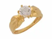 10k or 14k Yellow Gold White CZ Classic Ladies Wedding Engagement Promise Ring