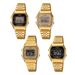 【CASIO 卡西歐】LA680WGA-9BDF/9DF/1DF 復古 鬧鈴 不鏽鋼 腕錶 33.5mm(自動日曆 碼表計時)