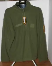 Brooklyn Armed Forces Quarter Zip Heavyweight Fleece Pullover - Large - OD