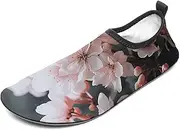 [BTCOWZRV] Water Shoes for Women Men White Flowers Water Sports Shoes Slip-on Breathable Lightweight Athletic Aqua Sock