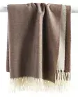 Sferra Soft Merino Lambswool Throw Jonni Mocha Brown Twisted Fringe 50x70" New