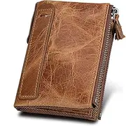 [SKUZA] Wallet,Card Bag,Double Zipper Women Wallets Genuine Cow Leather Card Holder Female Purse Vintage Coin Holder Wallets for Girl (Color : Black) (Brown) (Color : Brown)