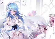 Anime girls pointy ears hololive yukihana lamy long hair Playmat Gaming Mat Desk
