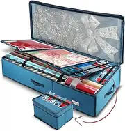 Hearth & Harbor Wrapping Paper Storage Organizer Container - Christmas Wrapping Paper Rolls Storage, Under-Bed Storage Box for Holiday Storage & Accessories - Gift Wrap Storage Organizer Box