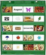 uxcell Magnetic Pocket Chart, Small Pocket Chart Mini Double Sided Classroom Pocket Chart Organizer Wall Hanging for Classroom Supplies, Green