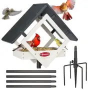 Adjustable Platform Bird Feeder for Outside, Recycled Plastic, Metal Mesh